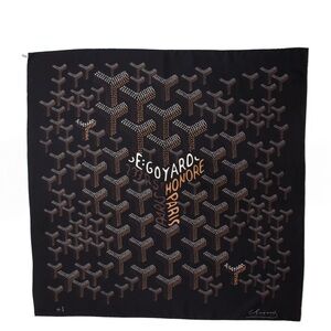 Goyard Black with Brown & Cream Chevron Logo Scarf